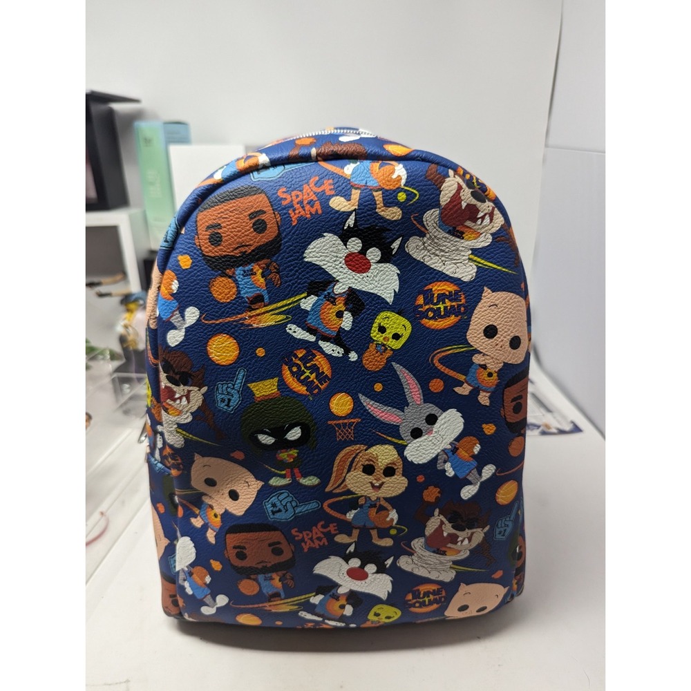 Funko Space Jam Backpack Blue Multi Color New Legacy PVC Toon Squad Zip Closure